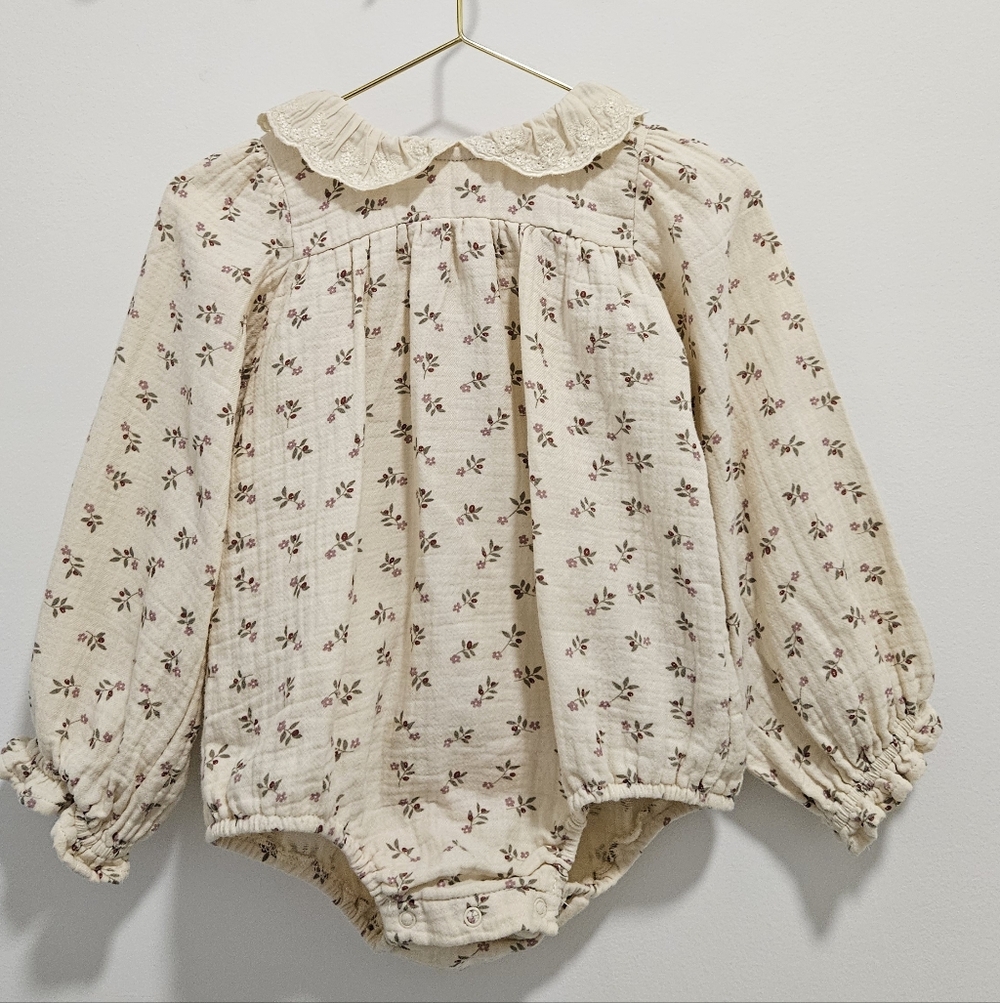 Quincy Mae Cream Floral Baby Outfit